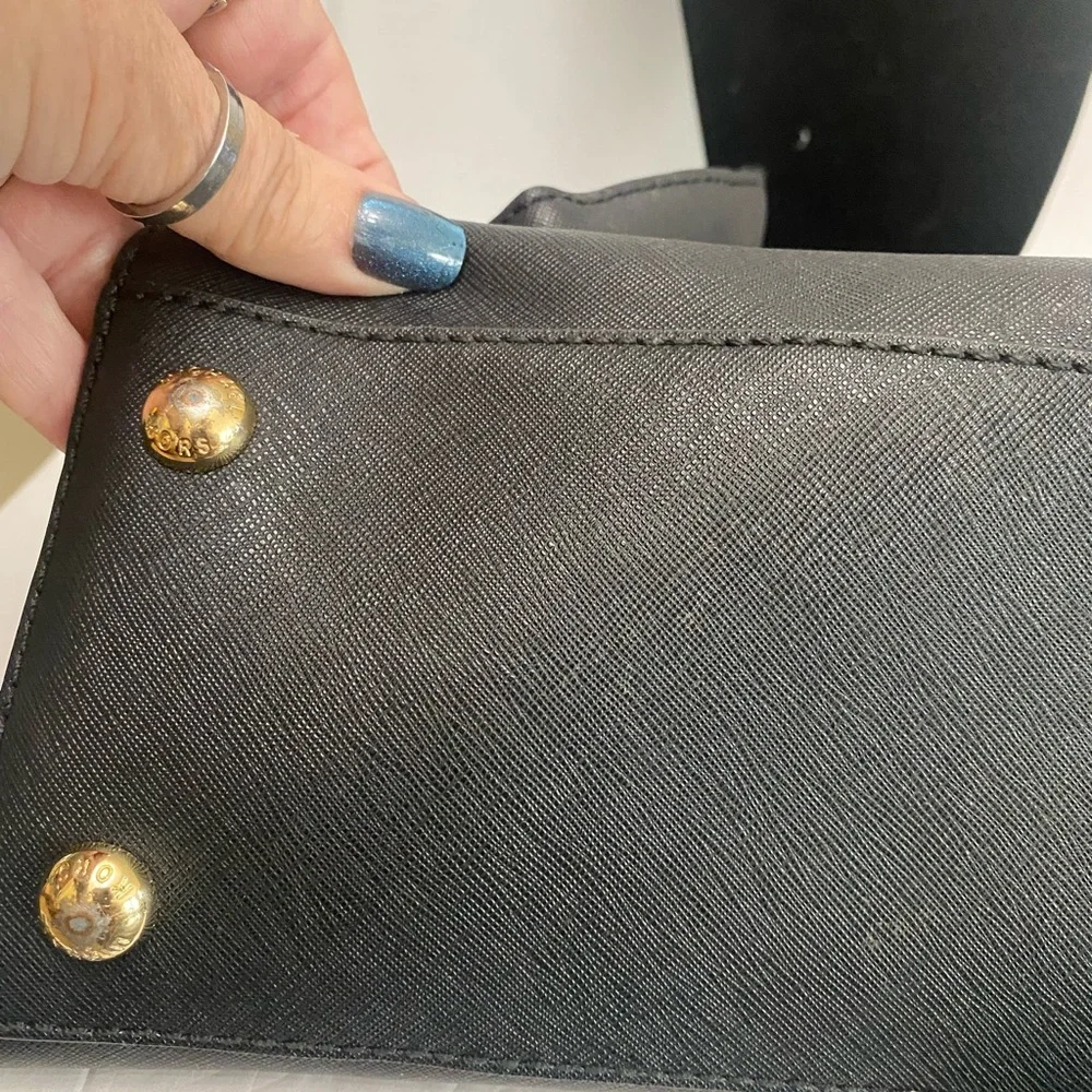 Michael Kors Hamilton Black Satchel with Gold Accents